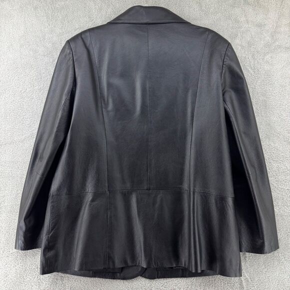 VTG Bagatelle Jacket Womens Plus 16W Black Leather 2 Button Front Pockets Lined - Picture 8 of 16